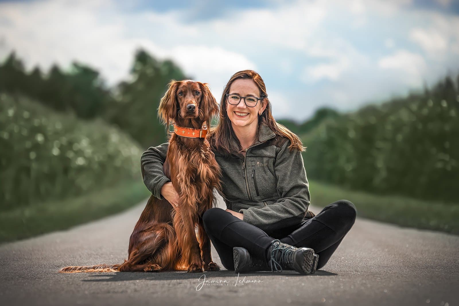 Annika Heinrich mit Irish Setter